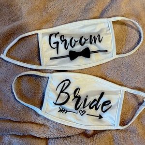 Cloth masks, bride and groom